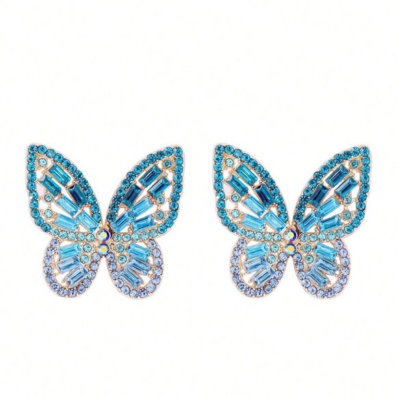 The Unbranded Brand Jewelry - Women Rhinestone Butterfly Decor Stud Earring